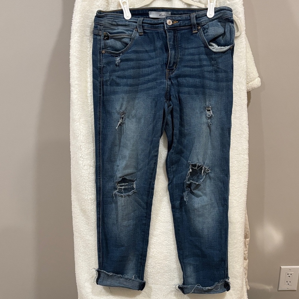 KanCan Dark Blue Distressed Boyfriend Jeans